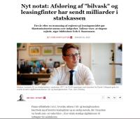Direktør Erik S. Rasmussen er citeret i Finans vedrørende nyt notat om leasingfirmaerne